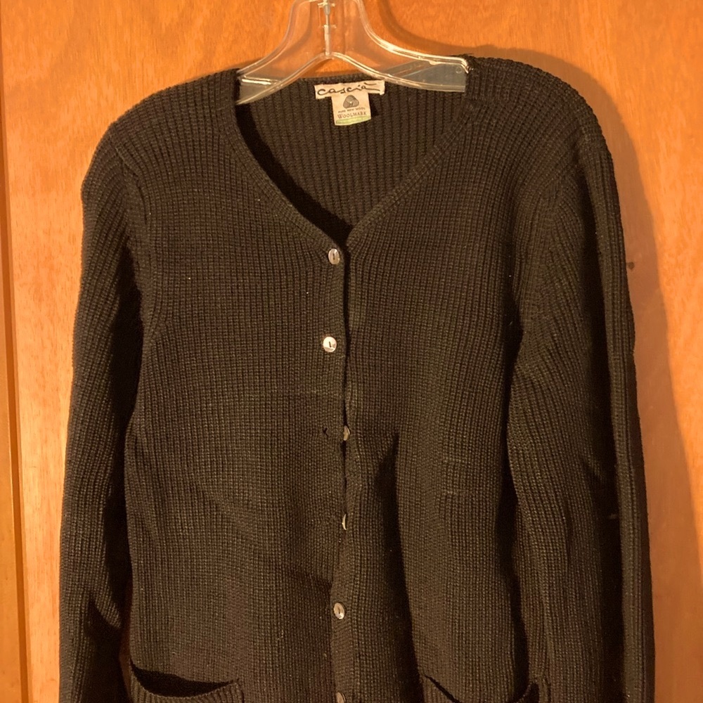Cascia black wool cardigan sweater